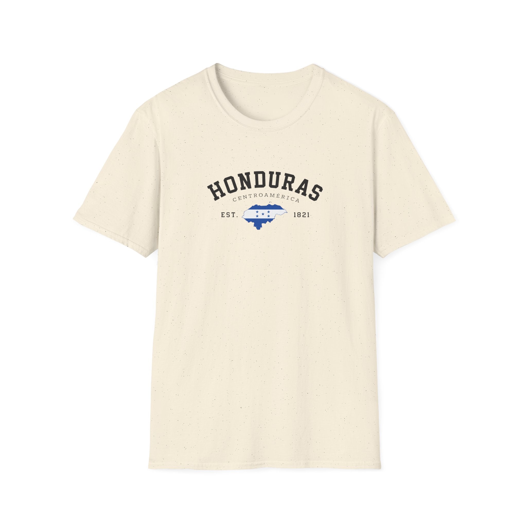 Beige t-shirt with black 'Honduras' text on a white background