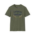 Green t-shirt with 'Catracho de Corazon' text on a white background