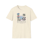 Beige t-shirt with 'Honduras' graphic design on a white background