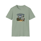 Green t-shirt with 'Catracho' text on a white background