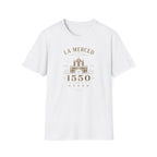 White t-shirt with 'La Merced Comayagua 1550' text on a white background