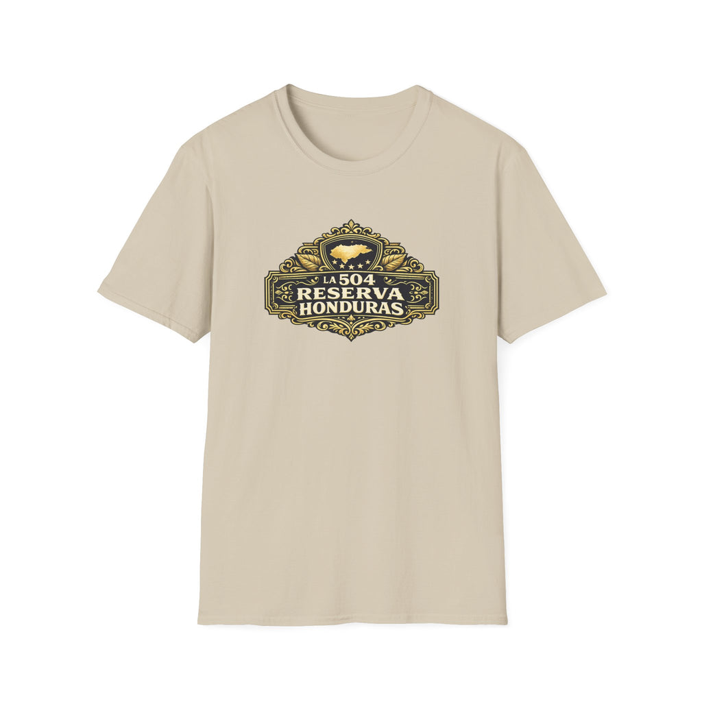 Beige t-shirt with 'Reserva Honduras' printed on a white background