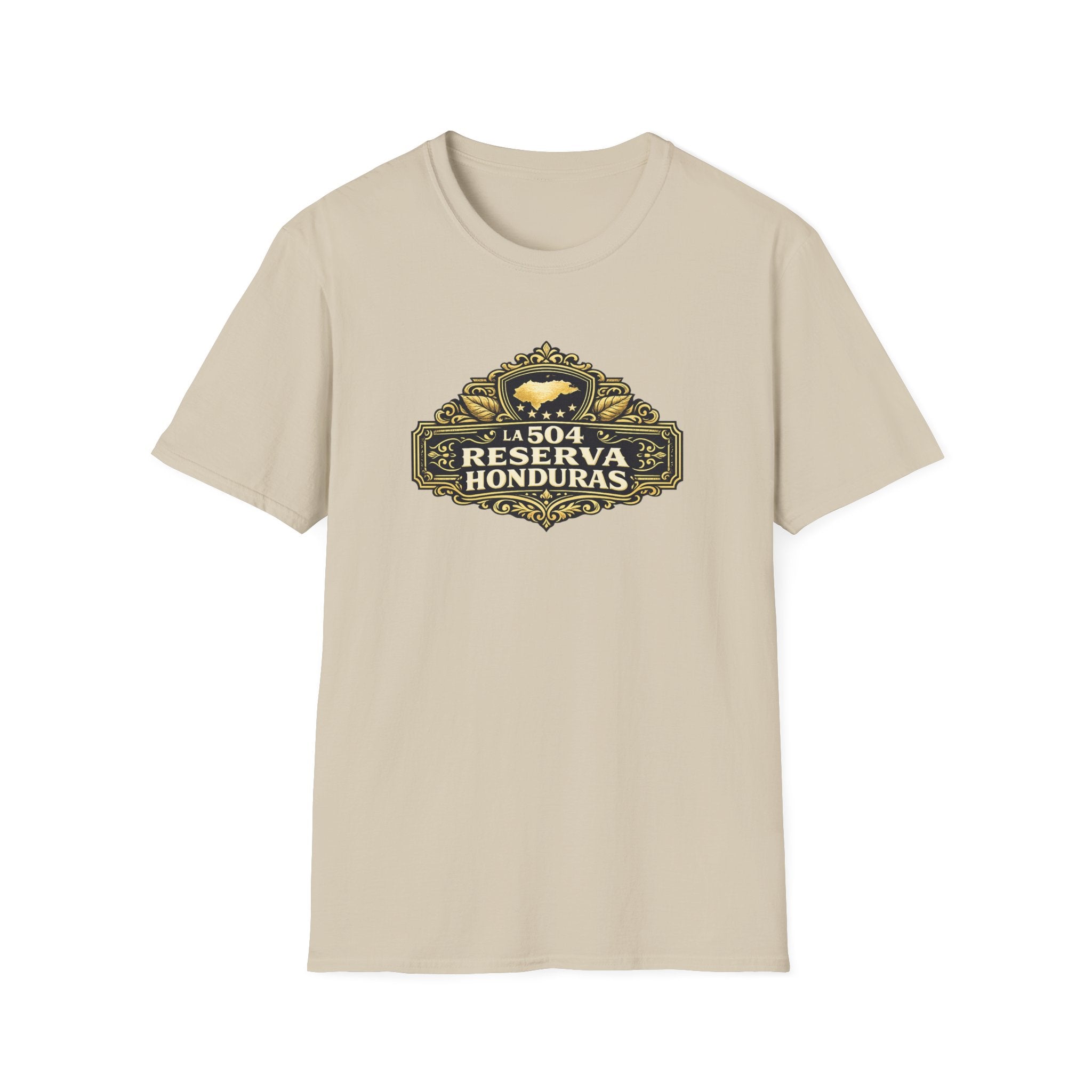 Beige t-shirt with 'Reserva Honduras' printed on a white background
