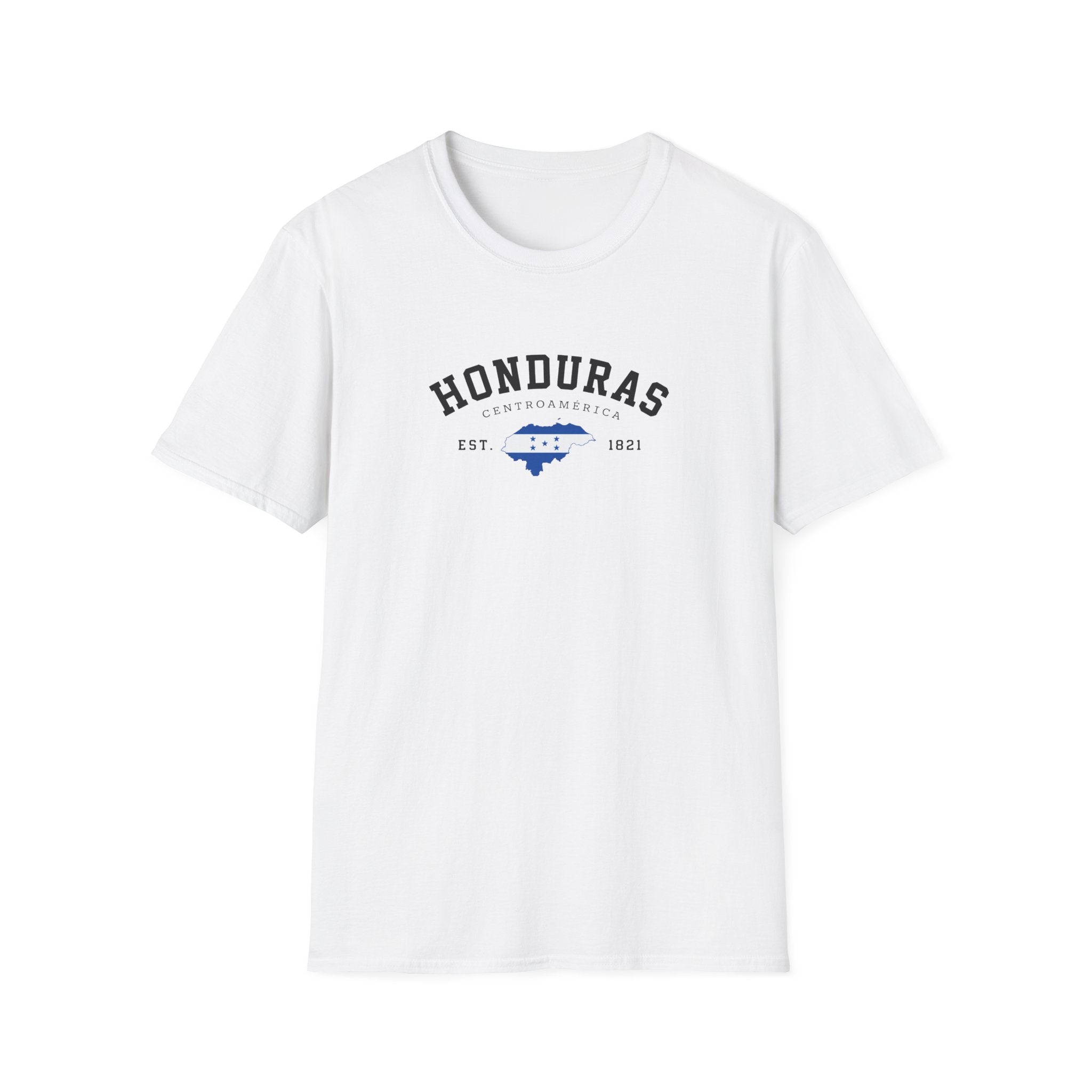 White t-shirt with black 'Honduras' text on a white background