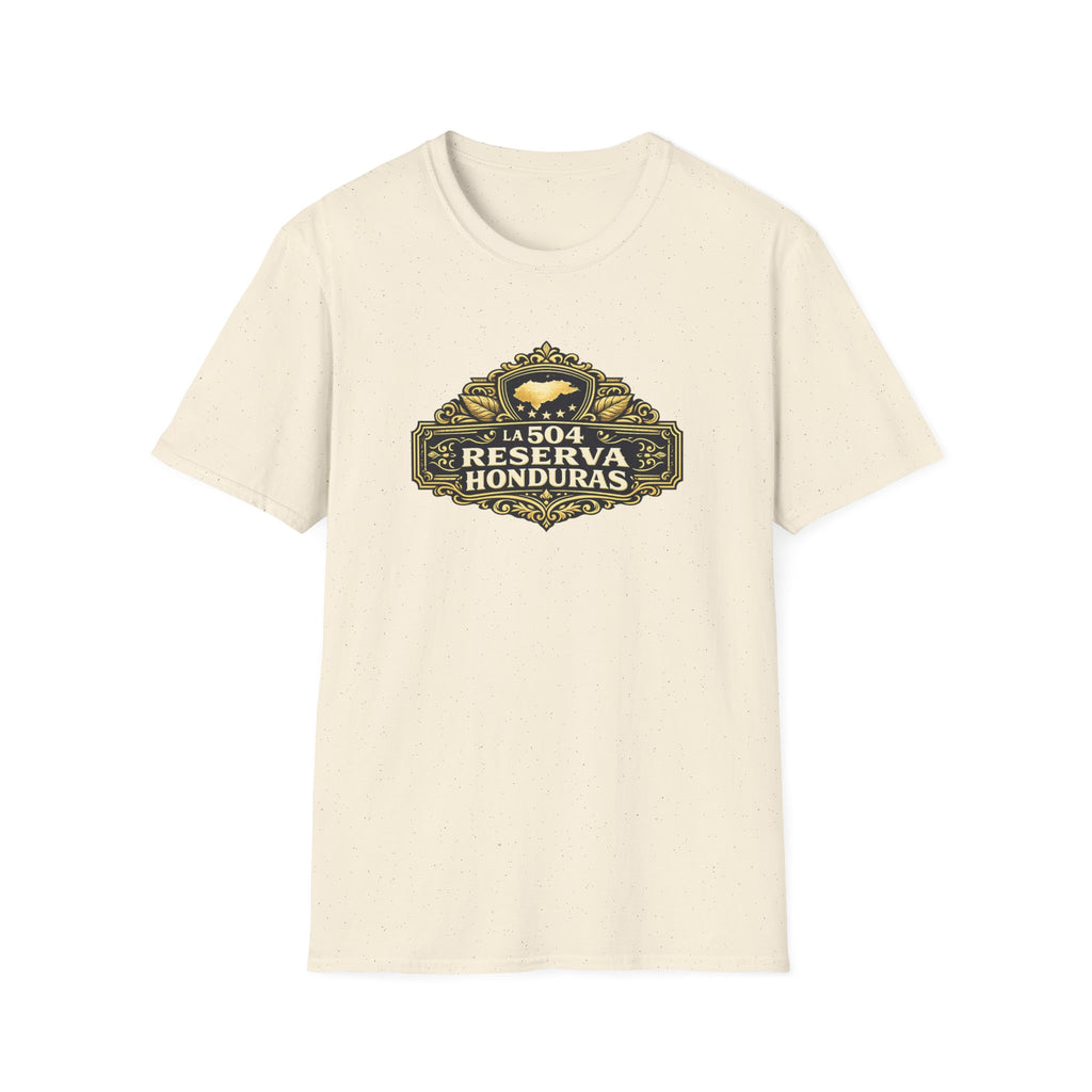 Beige t-shirt with 'Reserva Honduras' printed on a white background