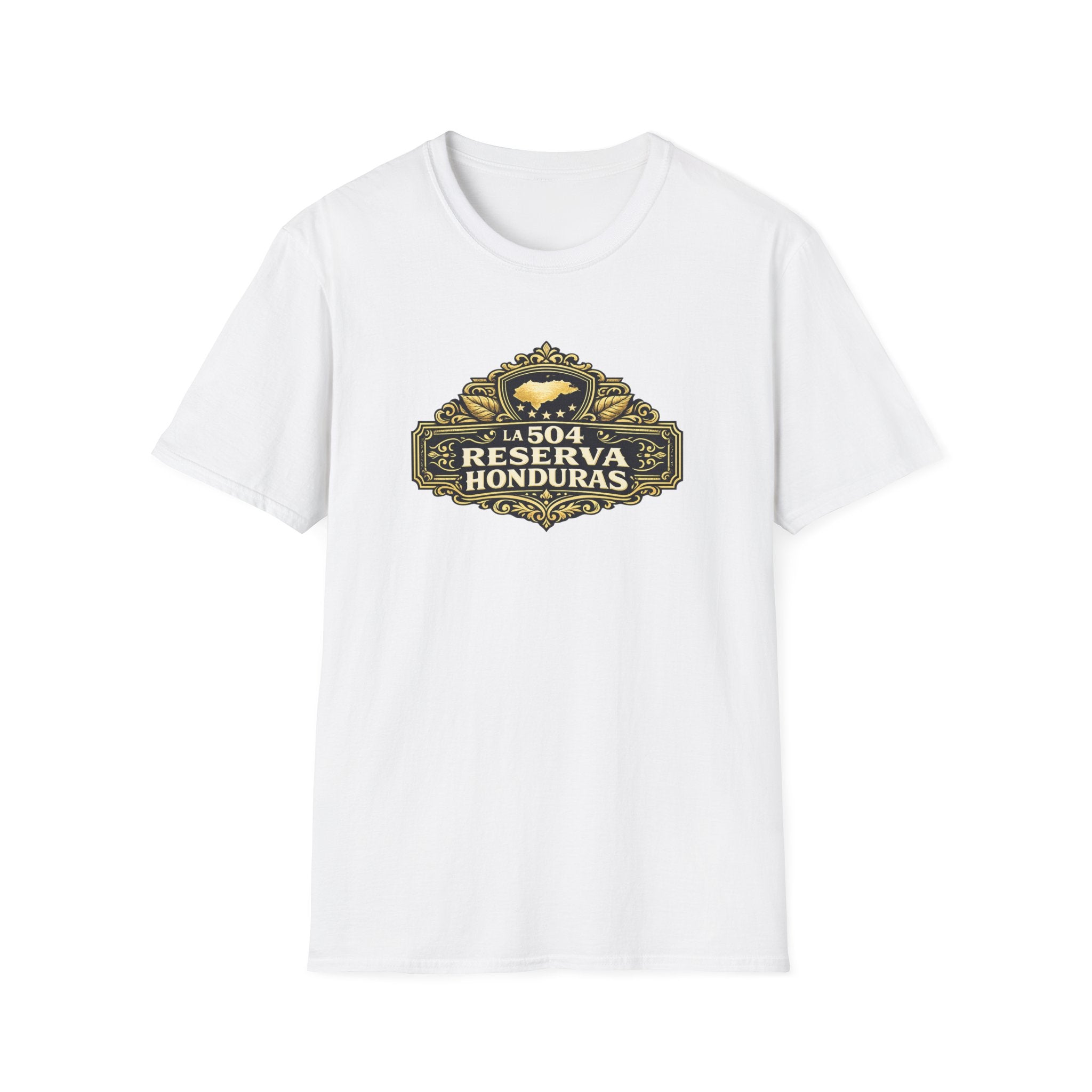 White t-shirt with 'Reserva Honduras' printed on a white background