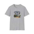 Gray t-shirt with 'Catracho' text on a white background