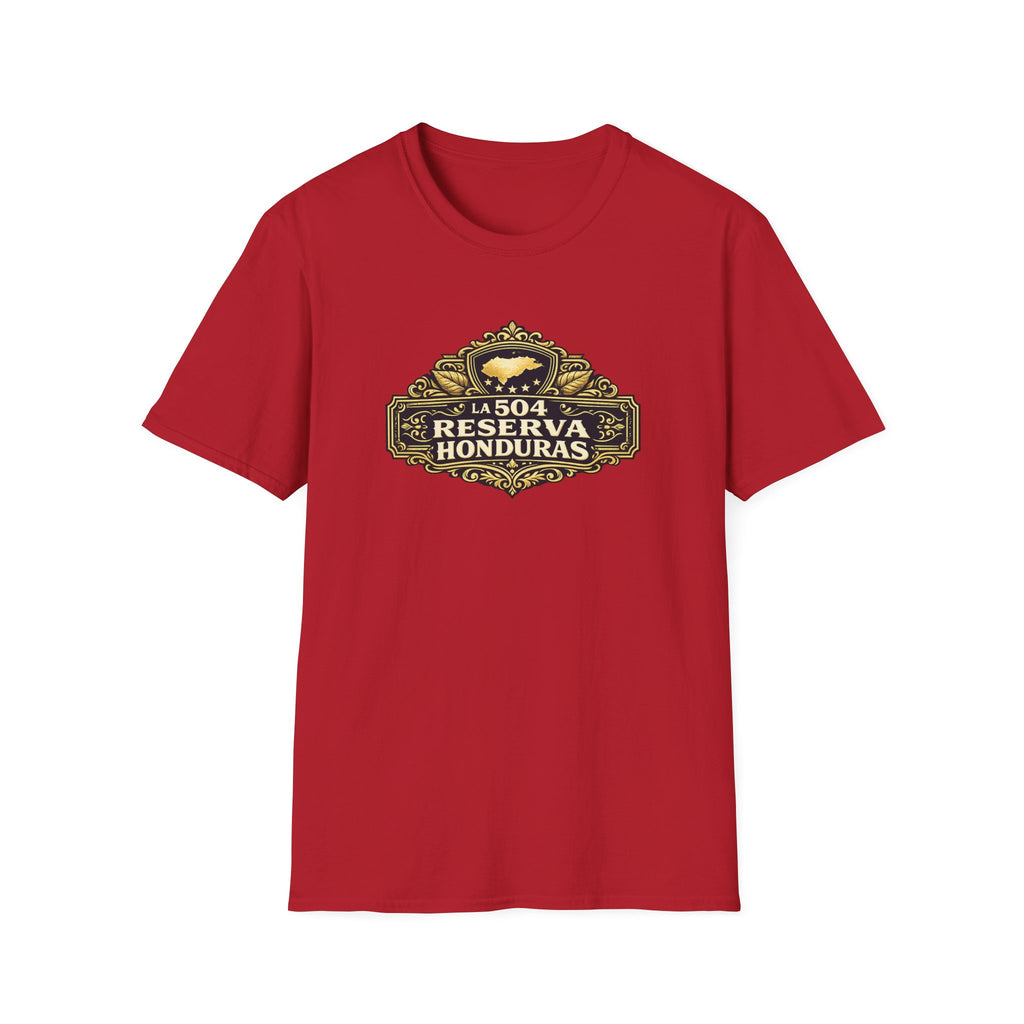 Red t-shirt with 'Reserva Honduras' printed on a white background