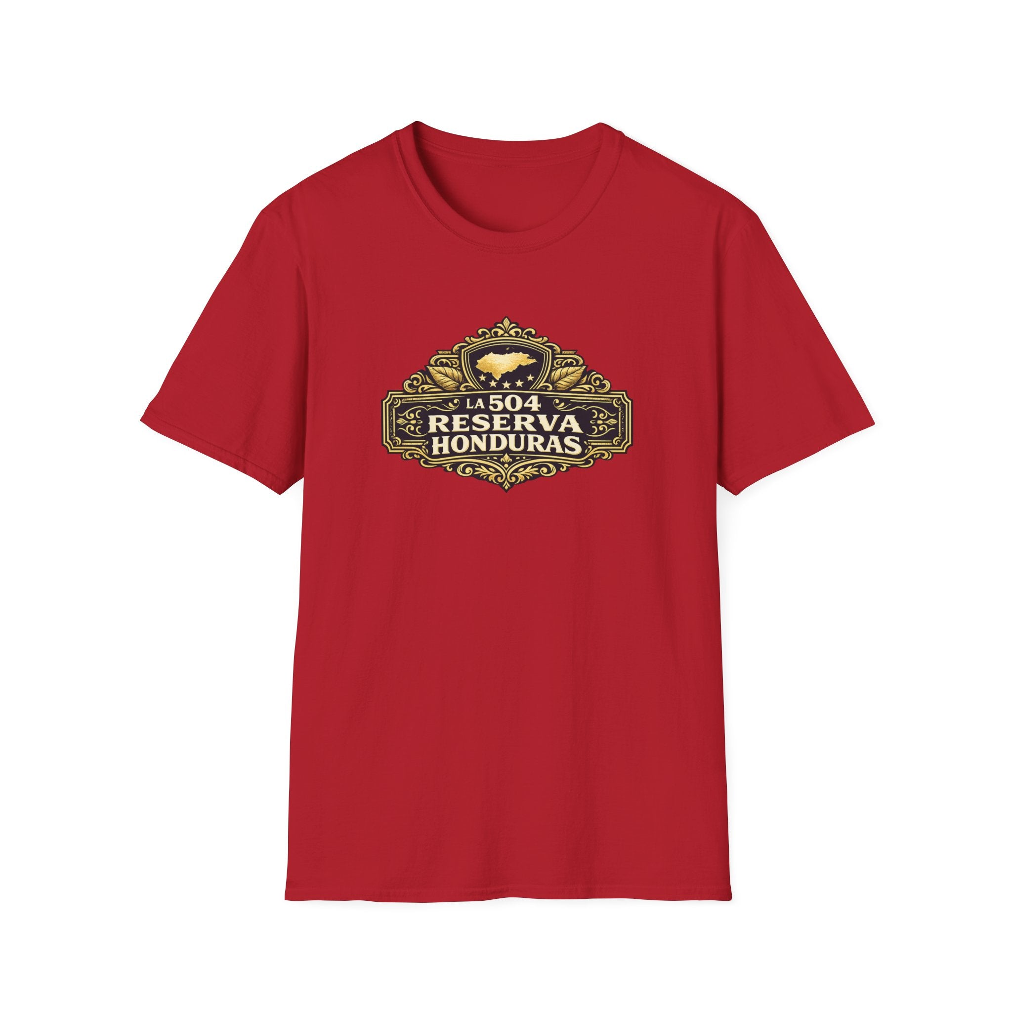 Red t-shirt with 'Reserva Honduras' printed on a white background