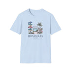 Light blue t-shirt with 'Honduras' graphic design on a white background