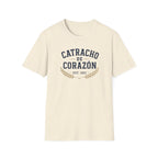 Natural t-shirt with 'Catracho de Corazon' text on a white background