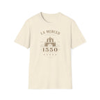Beige t-shirt with 'La Merced Comayagua 1550' text on a white background