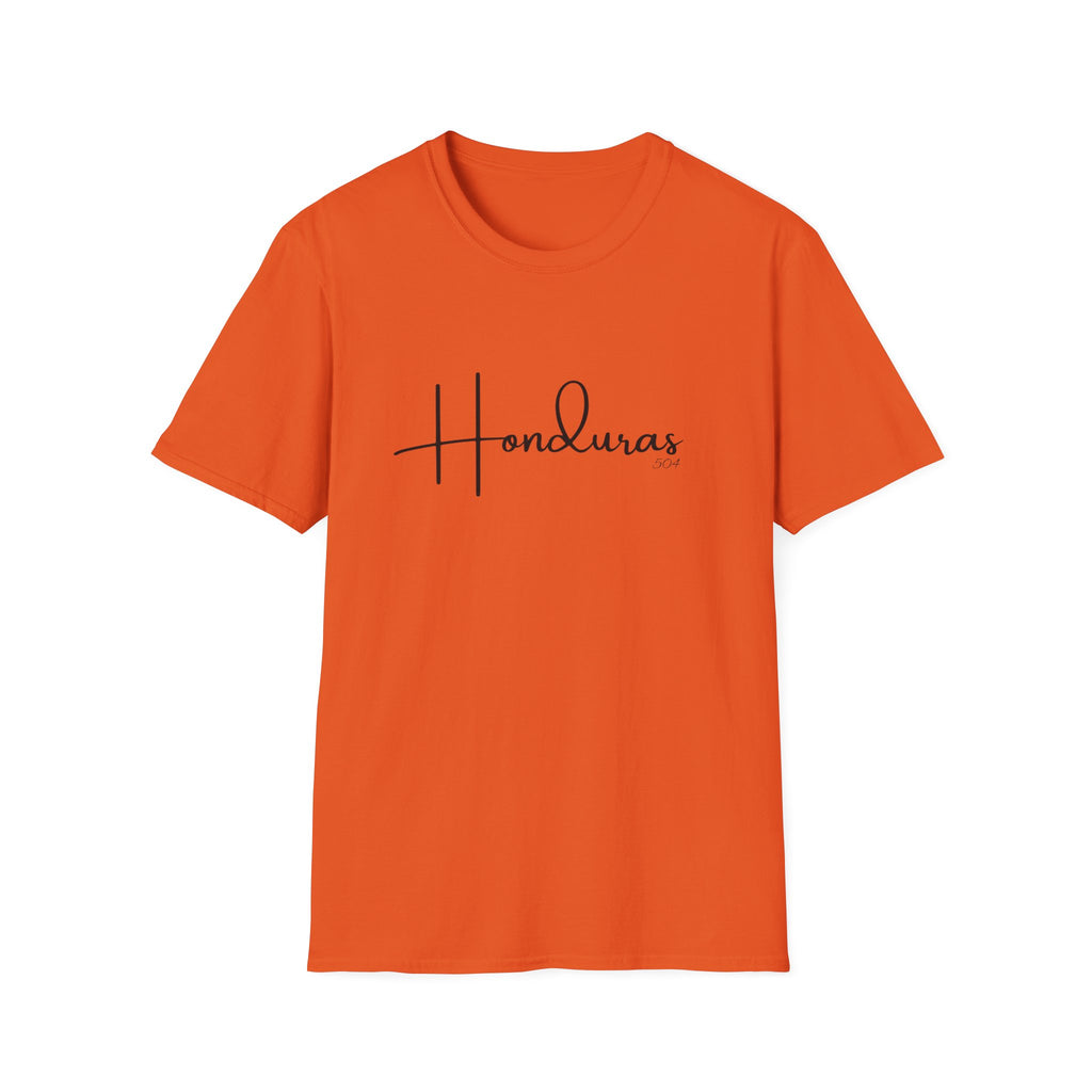 Orange t-shirt with 'Honduras' text on a white background