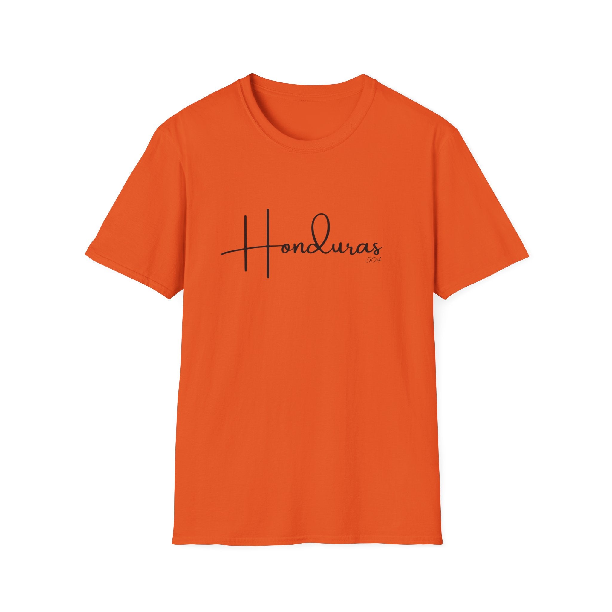 Orange t-shirt with 'Honduras' text on a white background