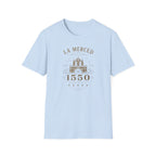 Light blue t-shirt with 'La Merced Comayagua 1550' text on a white background