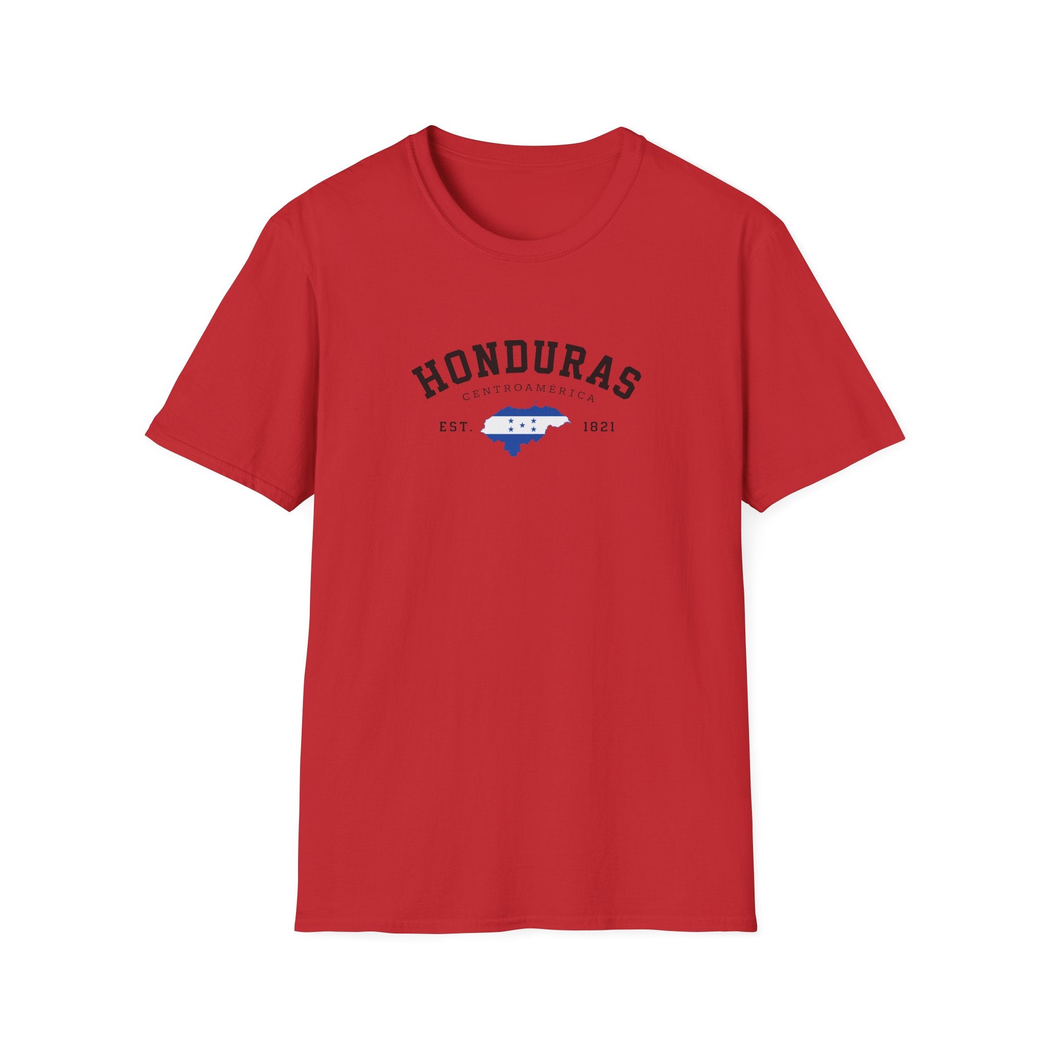 Red t-shirt with black 'Honduras' text on a white background