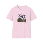 Pink t-shirt with 'Catracho' text on a white background