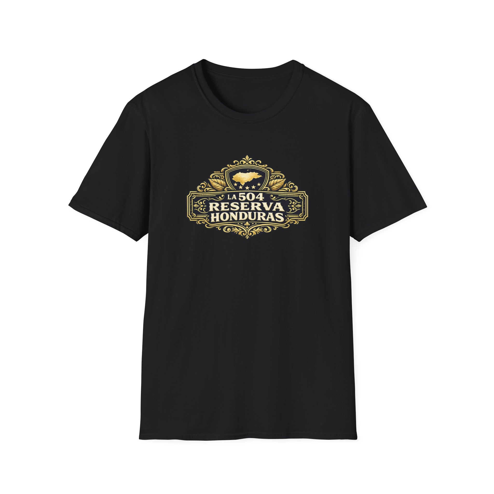 Black t-shirt with 'Reserva Honduras' printed on a white background