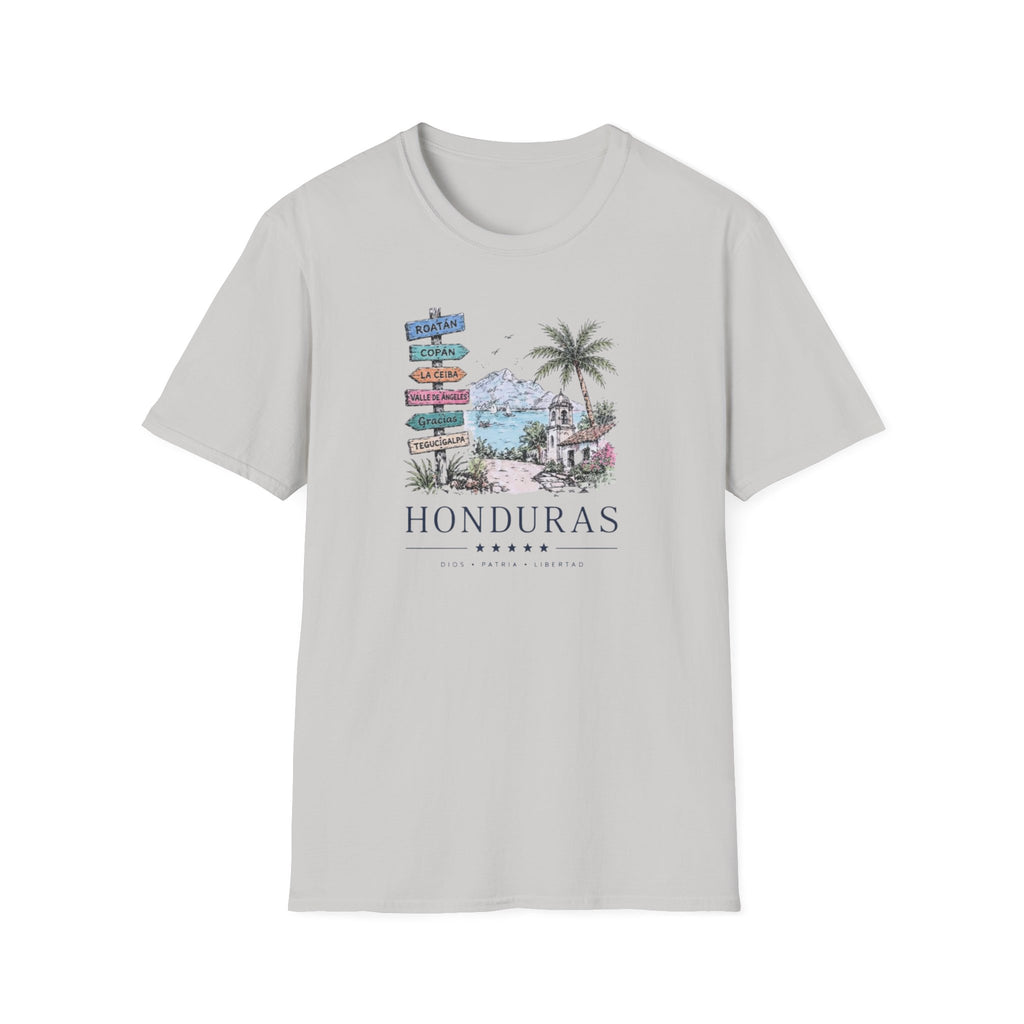 Gray t-shirt with 'Honduras' graphic design on a white background