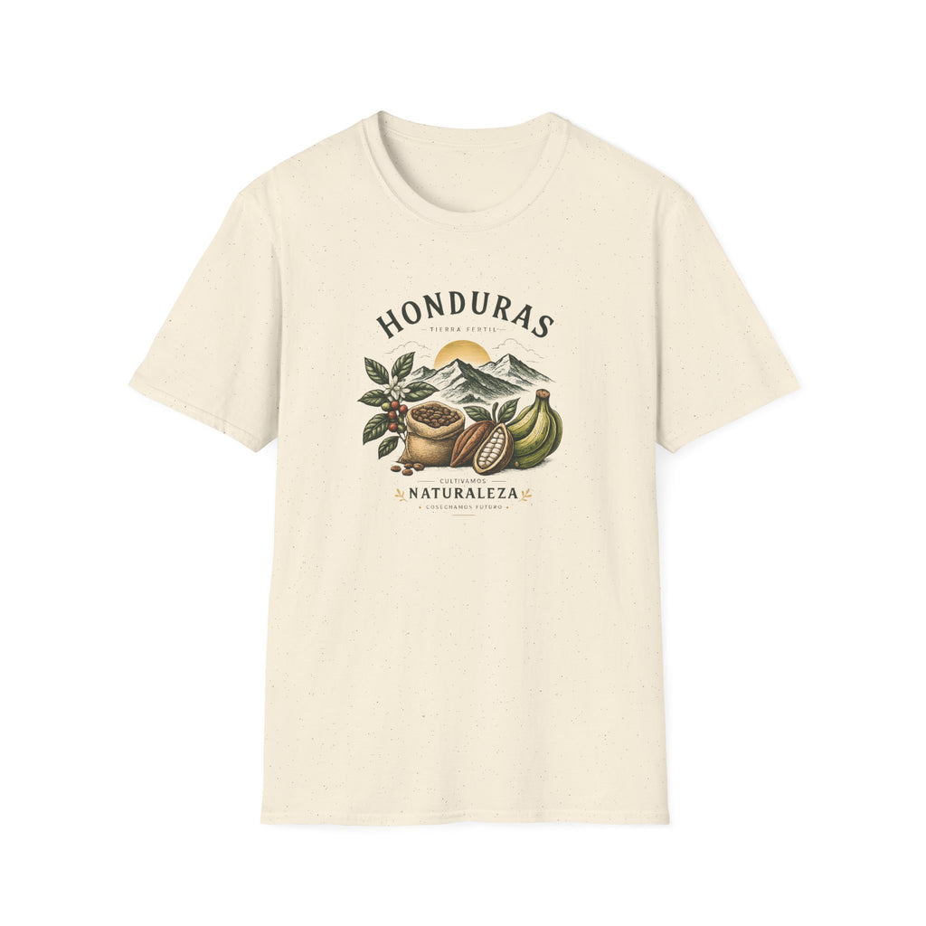 Beige t-shirt with 'Honduras' graphic design on a white background