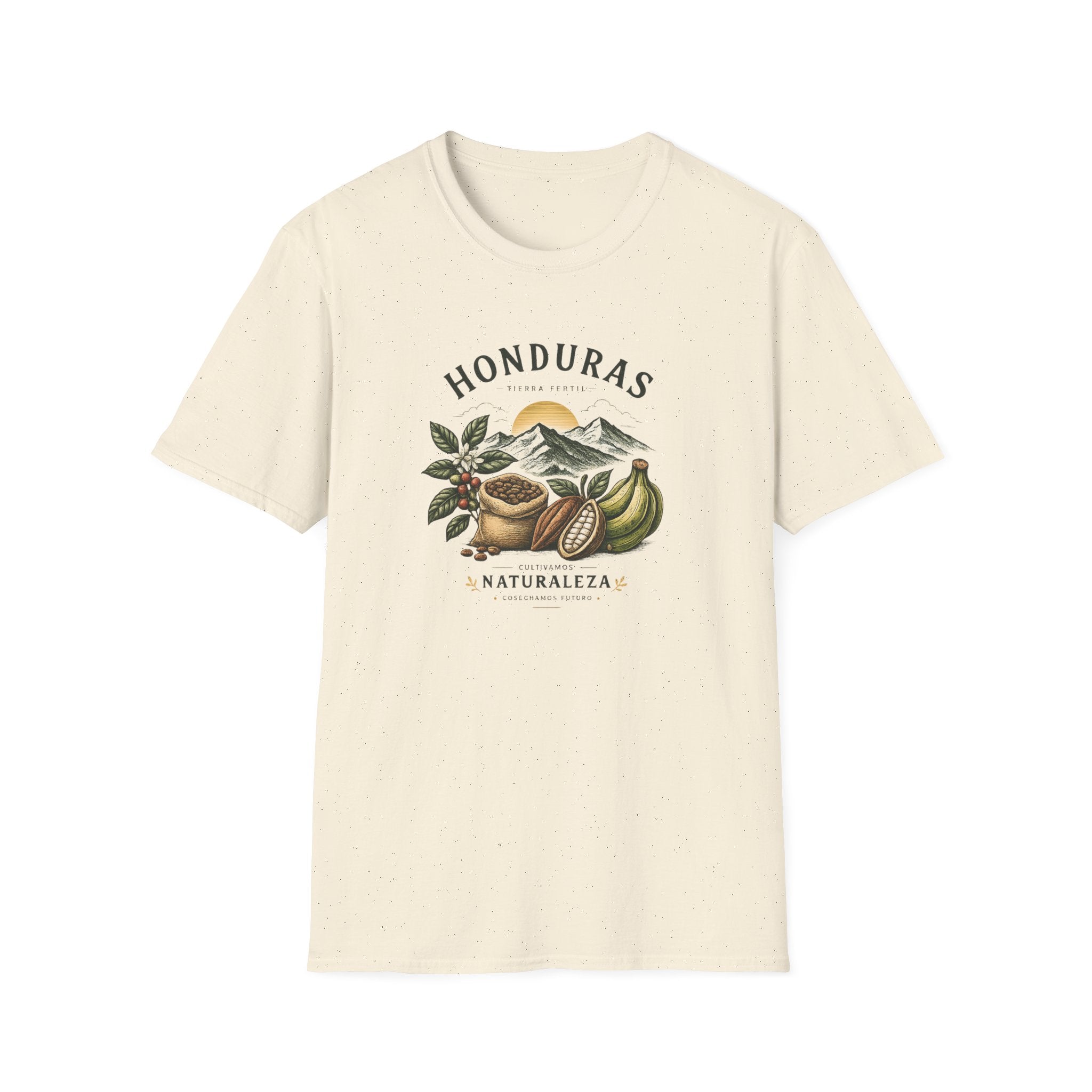 Beige t-shirt with 'Honduras' graphic design on a white background