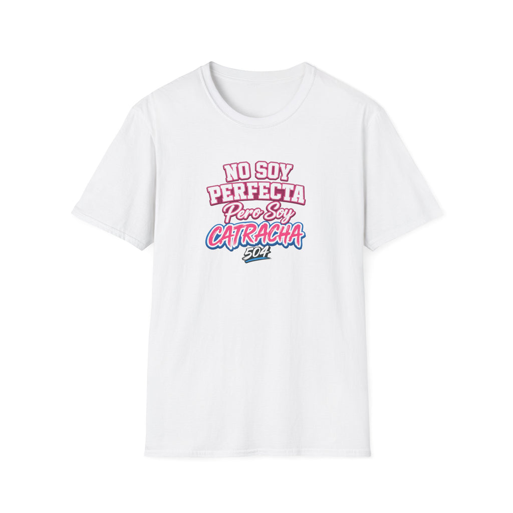 White t-shirt with 'Catracha' text design on a white background