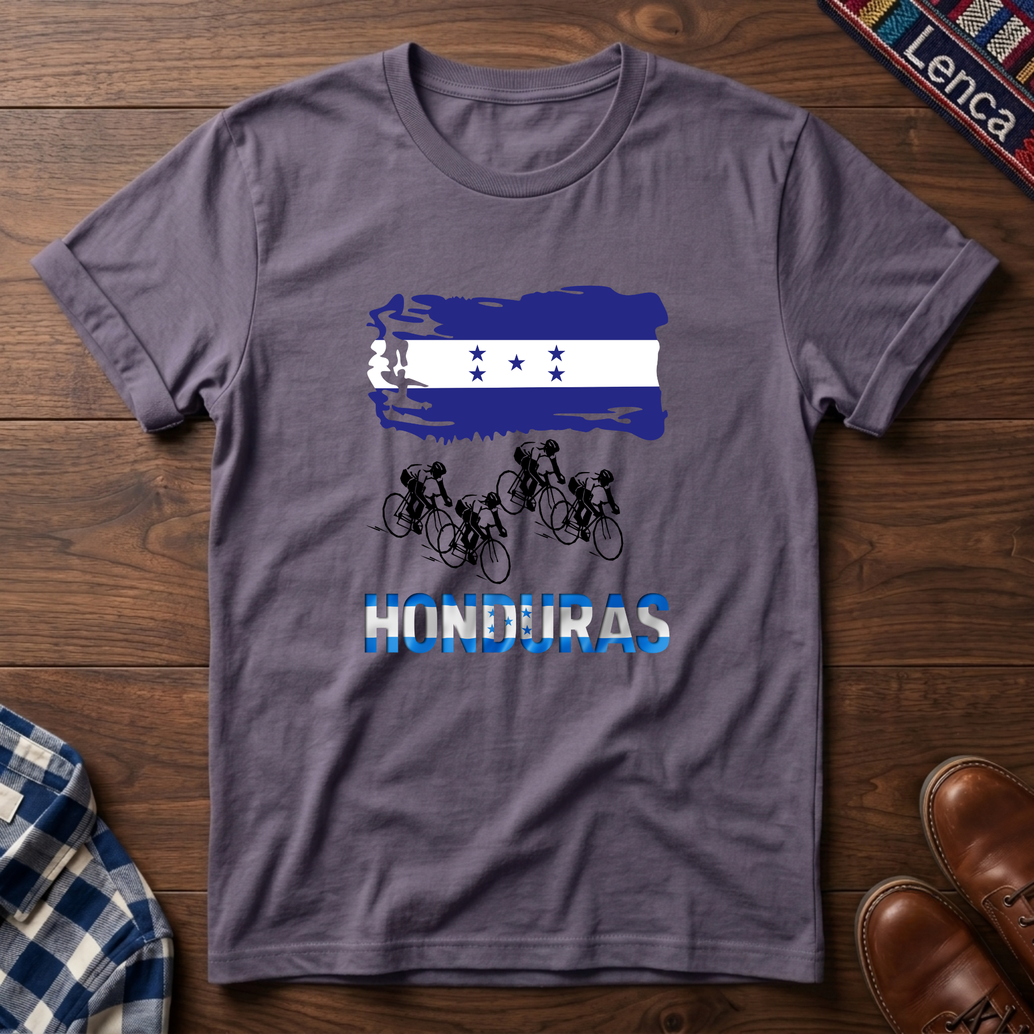 Paragon t-shirt with 'Honduras' text, flag and cycling design on a white background