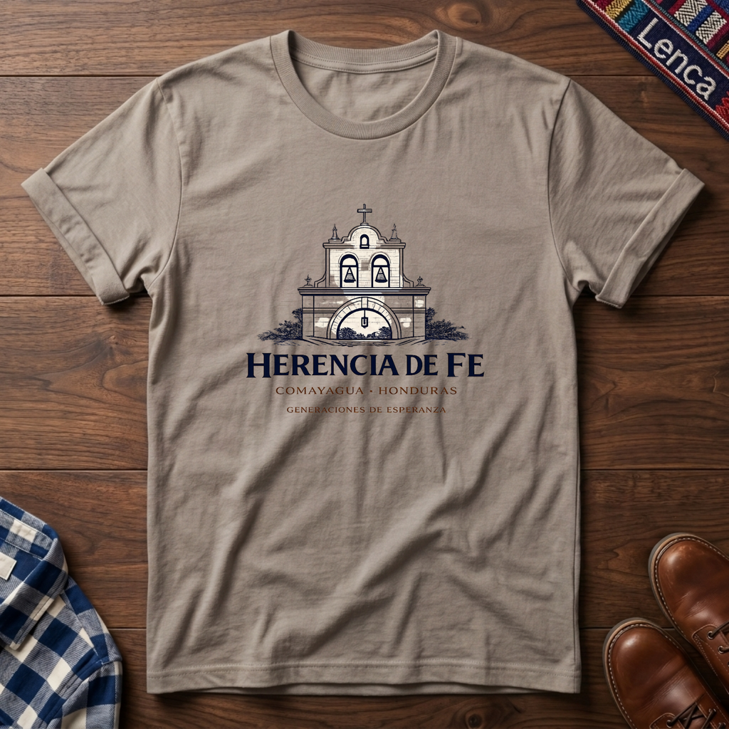 Sand t-shirt with a Honduras graphic design on a wooden surface.