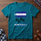 Tropical Blue t-shirt with 'Honduras' text, flag and cycling graphic on a white background